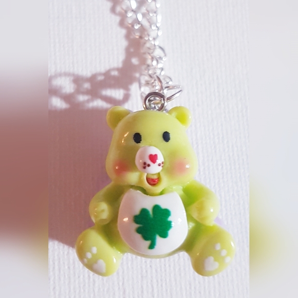 Double the Luck Necklace Handmade Jewelry 2 in 1 Rainbow Clover Bear NEW - Picture 4 of 16